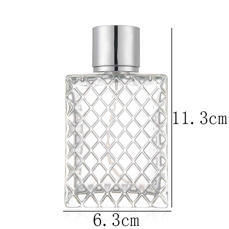 زجاجات رذاذ زجاجية 100 مل 3.4 أونصة من JJKMALL للزيوت العطرية والعطور، زجاجة رذاذ شفافة فارغة مع بخاخ ألومنيوم فضي - (عبوة واحدة) قطعة واحدة من حشو القمع، قطعة واحدة قطارة 3 مل، قطعة واحدة من حقيبة هدايا التخزين - Image 2